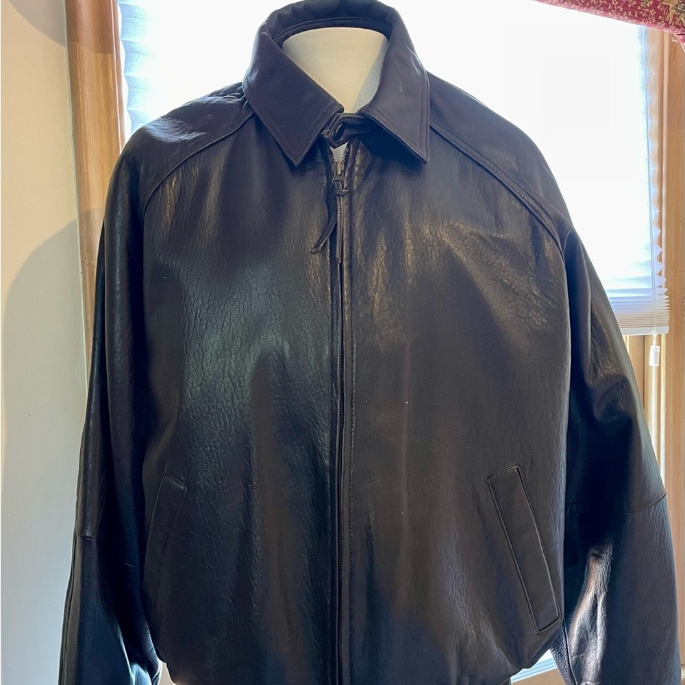 Classic Brown Leather Bomber Jacket